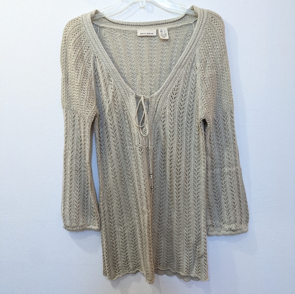 DKNY Jeans Crochet Knit Sweater, Women's Large - Picture 1 of 11